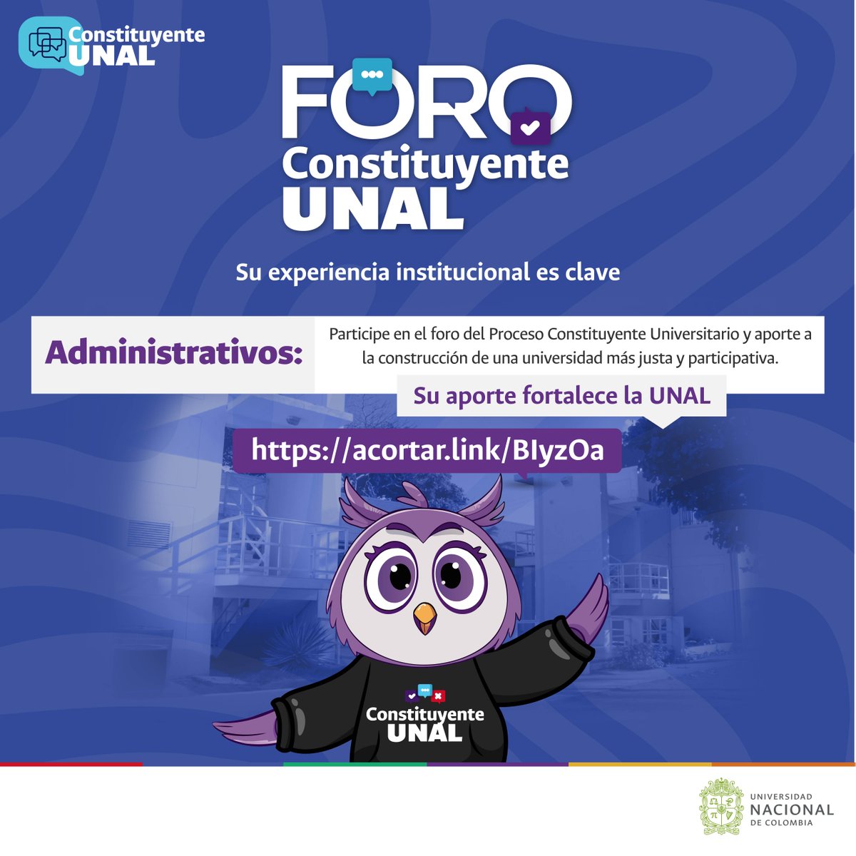 Personal administrativo, sus voces son esenciales para pensar una universidad más justa, eficiente y participativa. 🏛️💼

👉 Este es su espacio para opinar, proponer y ser parte activa del Proceso Constituyente Universitario:
ow.ly/lZql50WavGv