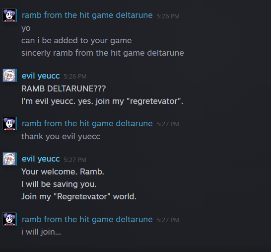 AdanRN_'s tweet image. regretevator leaks
ramb WILL be added to regretevator thanks to evil yeucc