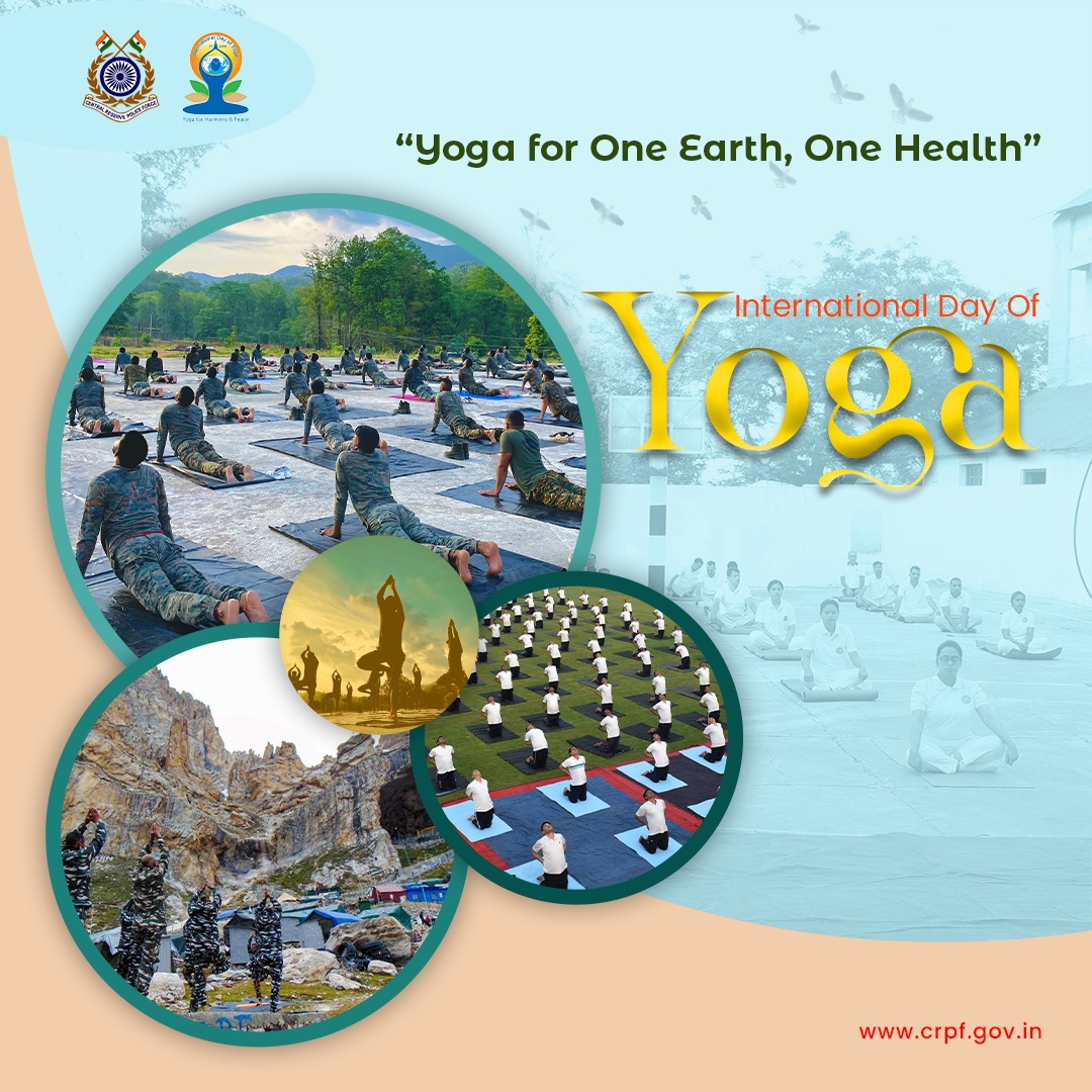 #Yoga for One Earth, One Health!

Embrace the essence of #InternationalYogaDay with poise and purpose. Celebrate the timeless legacy of #Yoga, as a path to harmony, balance, and inner peace. 

#CRPF extends warmest wishes for a serene and revitalizing #InternationalYogaDay2025.