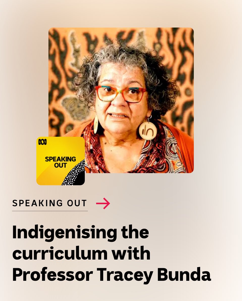 Have a listen to Prof Tracey Bunda in conversation with Prof Larissa Behrendt on Speaking Out, abc.net.au/listen/program…, ABC, 20 June 2025. You’ll enjoy it! 🎧✅ #Education #EducationForAll #EducationMatters #teacher #Teaching #teachersofx #HigherEducation #HigherEd #IndigenousEd