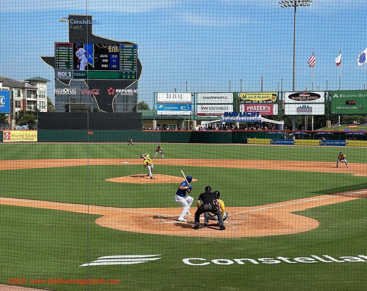 Constellation Field, Sugar Land, TX — circa 2021
Home of the Sugar Land Space Cowboys (formerly the Skeeters)
🏟️ Opened in 2012 | 🧍‍♂️ Capacity: approx. 7,500

#SugarLand #SpaceCowboys #Skeeters #AstrosAffiliate #MiLB #MinorLeagueBaseball #ConstellationField #BallparkViews