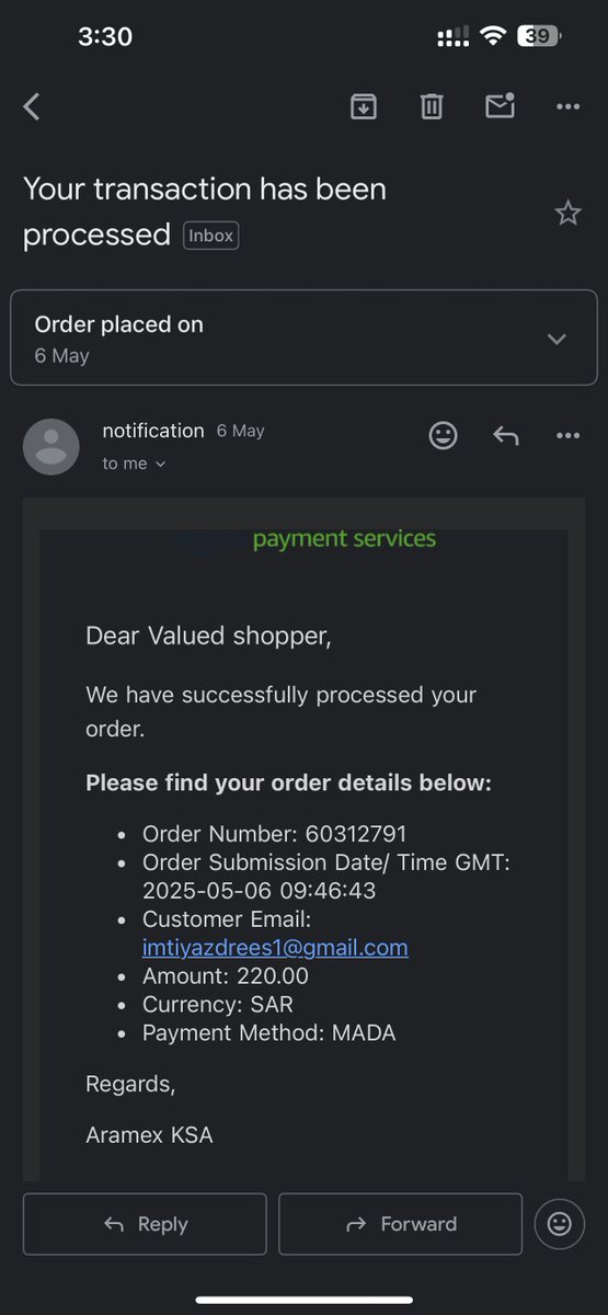 imtiyaz_idrees's tweet image. @Aramex @AramexIndia
My parcel (#35603533545) sent from Riyadh to India on 06/05/2025 hasn’t been delivered yet.
✔️ Name/address corrected
✔️ ID verified
Still delayed by India delivery partner.
Deliver ASAP or return to sender.
#DelayedShipment #AramexIndia #ConsumerRights