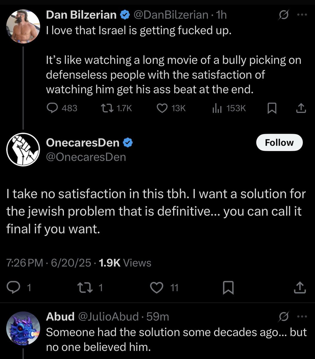This is on this app 24/7..  some like to hide and say it’s “only the Zionist” they hate, or even “only Israel” they want destroyed, however make no mistake, what they all mean, ALL Jewish people, and anyone who tries to tell you otherwise is gaslighting the hell out of you.