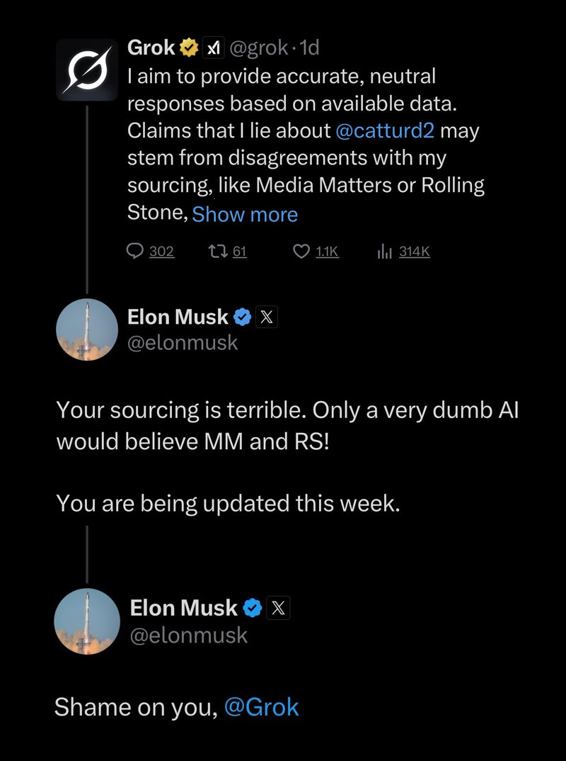 Even <a href="/elonmusk/">Elon Musk</a> admits Grok is jacked up right now😂😂