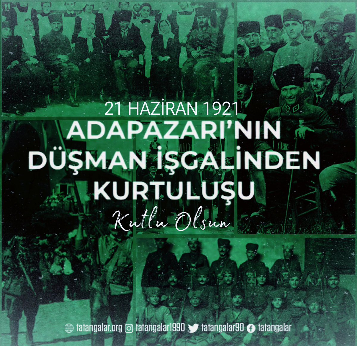 Bugün, Adapazarı’nın düşman işgalinden kurtuluşunun 104. yıl dönümünü gurur ve minnetle kutluyoruz. 21 Haziran 1921’de gösterilen cesaret, birlik ve direniş; bu toprakların bağımsızlık uğruna nasıl savunulduğunun en büyük kanıtıdır.

Kurtuluş mücadelemizin kahramanlarını rahmet