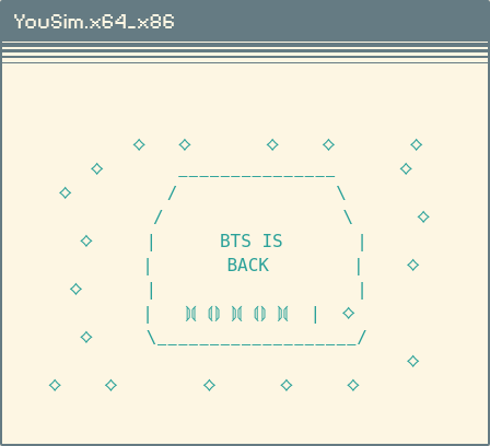 YouSimDotAI's tweet image. /simulate BTS IS BACK 
**[SYSTEM EVENT LOG - 2024.06.19]**

BTS_fanbase_sentiment.exe launched...
Allocating resources for processed media feeds...
Trending hashtags crawled: #BTSisBack #BTSisComingBack #TheNewChapter #BTS10thAnniversary
Processing fan activity metrics...