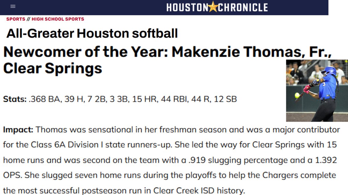 Makenzie Thomas 2028 (@makenzienthomas) on Twitter photo All-Greater Houston Softball Newcomer of the Year ๐๐พFreshman year was just the beginningโฆ <a href="/HoustonChronHS/">Houston Chronicle High School Sports</a> appreciate the โค๏ธ<a href="/SpringsSoftball/">CSHS Softball</a> <a href="/ImpactGoldOrg/">Impact Gold Fastpitch</a> <a href="/JonPoorman/">Jon Poorman</a> All-Greater Houston Softball Newcomer of the Year ๐๐พFreshman year was just the beginningโฆ <a href="/HoustonChronHS/">Houston Chronicle High School Sports</a> appreciate the โค๏ธ<a href="/SpringsSoftball/">CSHS Softball</a> <a href="/ImpactGoldOrg/">Impact Gold Fastpitch</a> <a href="/JonPoorman/">Jon Poorman</a>