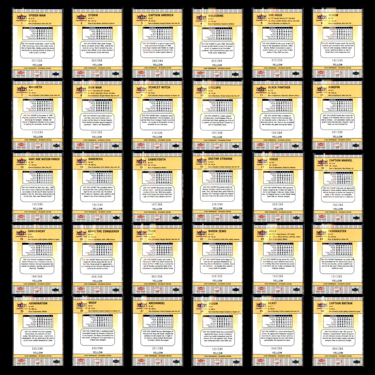 paulcarldigital's tweet image. Got the complete set of the 2023 Upper Deck Fleer Marvel Throwbacks inserts numbered out of /289
$240 shipped and it's yours.
Exact scans 👇