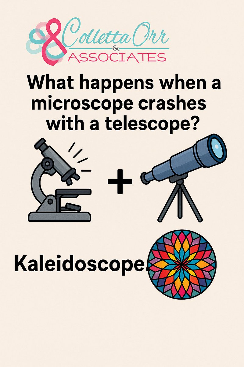 CollettaOrr's tweet image. A microscope and a telescope collided. Now everything’s a kaleidoscope.
Because clearly, focus was overrated. 🙄😂🔬🔭
#STEMHumor #CollettaOrrAndAssociates #ScienceWithAttitude #KaleidoscopeChaos #SmartAndSarcastic #NerdyButMakeItWitty
