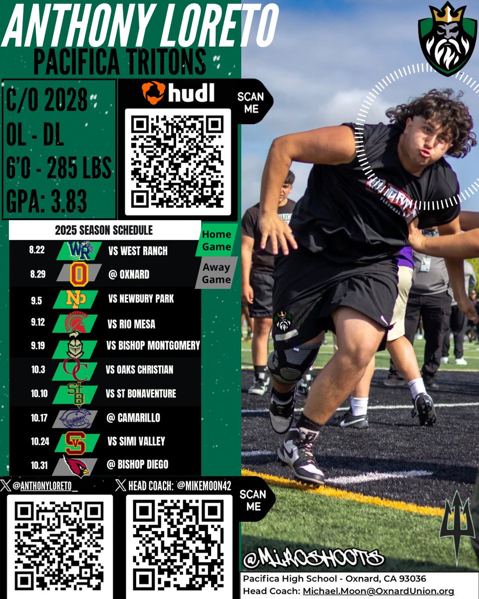 Coach Moon (@mikemoon42) on Twitter photo Cal Poly CAMP - JUNE 21
<a href="/CoachRyanPayne/">Ryan Payne</a> <a href="/coachjmusky/">Joey Muscarella</a>
Anthony Loreto <a href="/anthonyloreto_/">Anthony Loreto</a>
2028 OL - 6’1 255
Pacifica HS (Oxnard, CA)
hudl.com/profile/229159… Cal Poly CAMP - JUNE 21
<a href="/CoachRyanPayne/">Ryan Payne</a> <a href="/coachjmusky/">Joey Muscarella</a>
Anthony Loreto <a href="/anthonyloreto_/">Anthony Loreto</a>
2028 OL - 6’1 255
Pacifica HS (Oxnard, CA)
hudl.com/profile/229159…