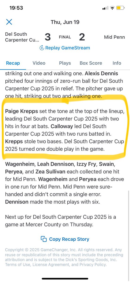 PKrepps00's tweet photo. We went 3-0 in the carpenter cup yesterday. I went 7-11 with 7 stolen bases,  onto the championship bracket on Monday!! @DESPORTSBLITZ @SoftballDown @ExtraInningSB @TopPreps @CoastRecruits @smlprepsports https://t.co/MUo4xsza4G