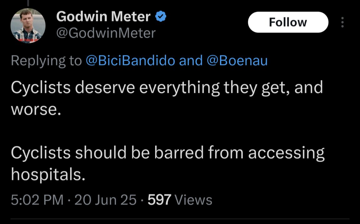 Cheering for the harm of other people is gross. There's something about too much driving that messes up people's brains. 

Relax. Go for a walk. Ride a bike. Smile at a stranger.