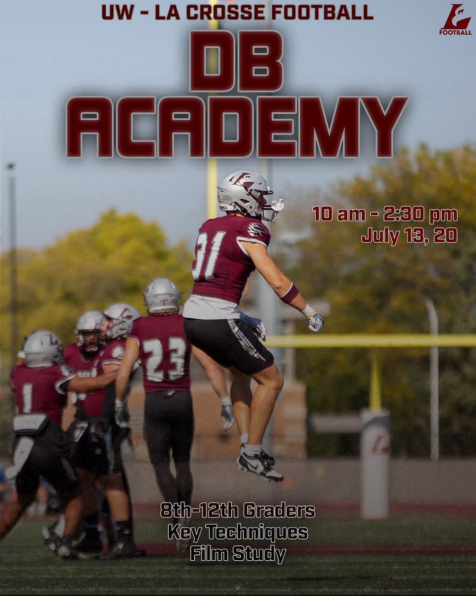 UWLEagleFB's tweet image. 🚨DB Academy! Sign up at football.uwlcamps.com 🦅🏈

#TheExperience #d3fb