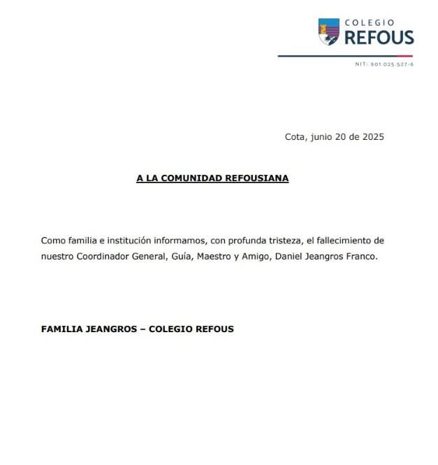 Los refusianos estamos de luto. 

Triste noticia, incomprensible. 

Un abrazo para Tato y toda la familia Jeangros.