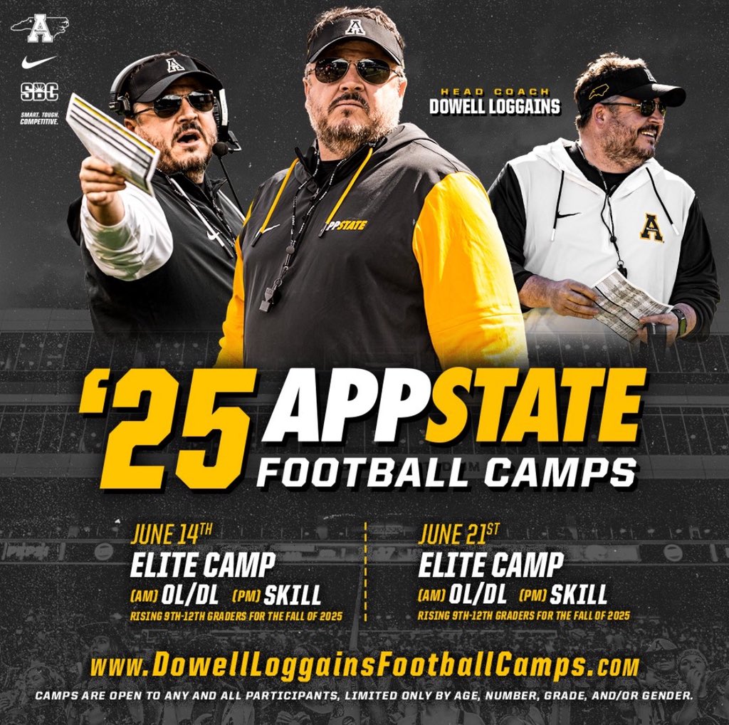 I will be attending <a href="/AppState_FB/">App State Football</a> camp saturday June 21st!