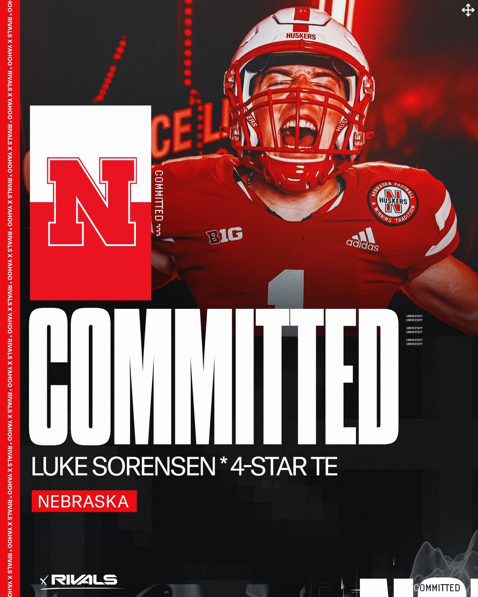 BREAKING: Nebraska lands four-star TE Luke Sorenson over Penn State, Ole Miss and more 

“I think their quarterback situation for the next eight years is great” 

Read: nebraska.rivals.com/news/breaking-…