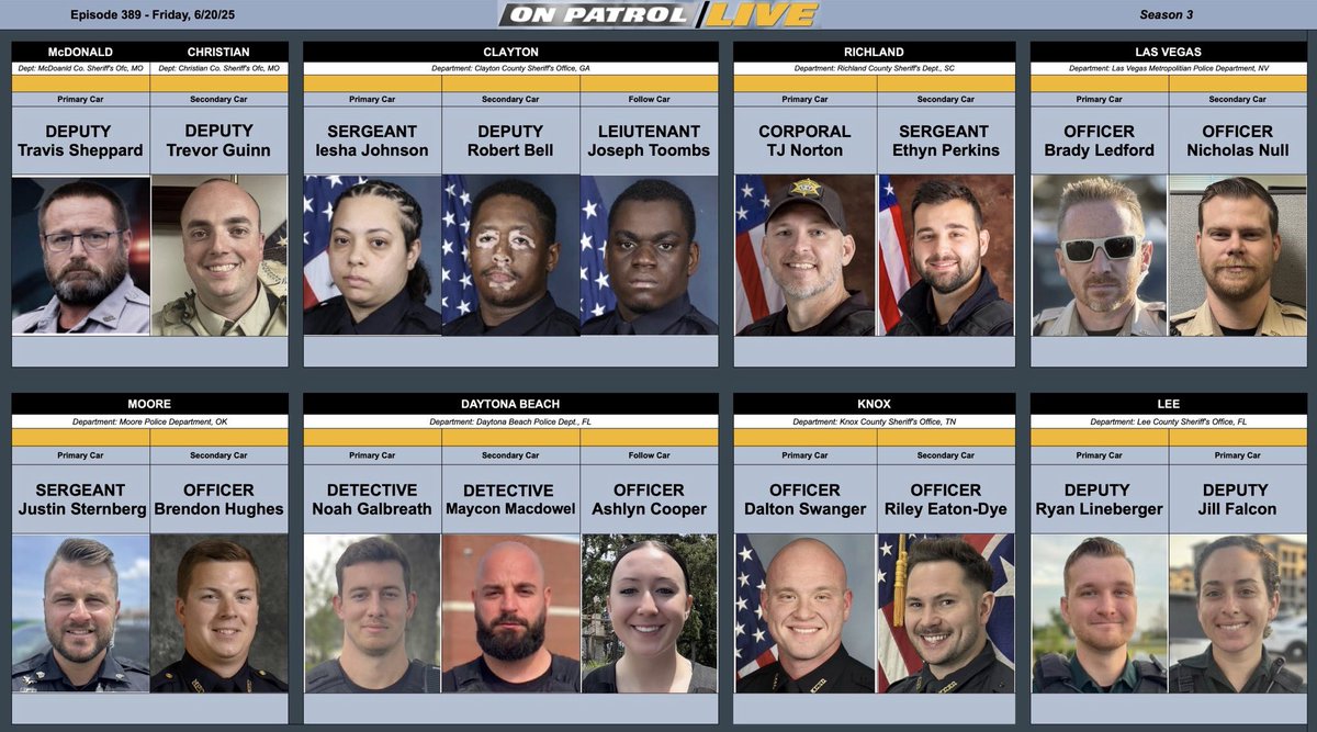 Here be your lineup for this fine evening. #OnPatrolLive #OPLive #OPNation