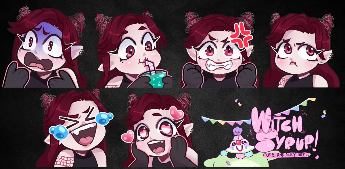 Hells Darcy 🏁⛓️ PRE-2.0 DEBUT (@hellsdarcy) on Twitter photo New emotes by an amazing artist I was introduced to Tokyo Alley.
Absolutely obsessed & thoroughly recommend commissioning her via vgen or buying stickers from her website.
Thank you so much <a href="/witchsyrup/">🦋witchsyrup🦋</a>, I'm obsessed😍
#Vtuber #emotes New emotes by an amazing artist I was introduced to Tokyo Alley.
Absolutely obsessed & thoroughly recommend commissioning her via vgen or buying stickers from her website.
Thank you so much <a href="/witchsyrup/">🦋witchsyrup🦋</a>, I'm obsessed😍
#Vtuber #emotes
