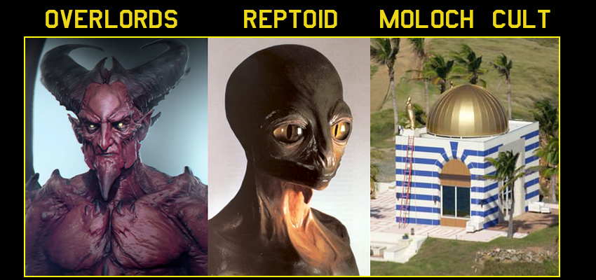 RadioBanzai_88's tweet photo. For clarity & to avoid panic, it is the BANZAI INSTITUTE's duty to inform the public there in NO #Satanic cabal within #FederalGovernment. There is however a cabal worshipping an alien race called #TheOverlords, a cabal of #Reptoid psychic vampires, & a cult devoted to #Moloch https://t.co/Vh2nTbnisC