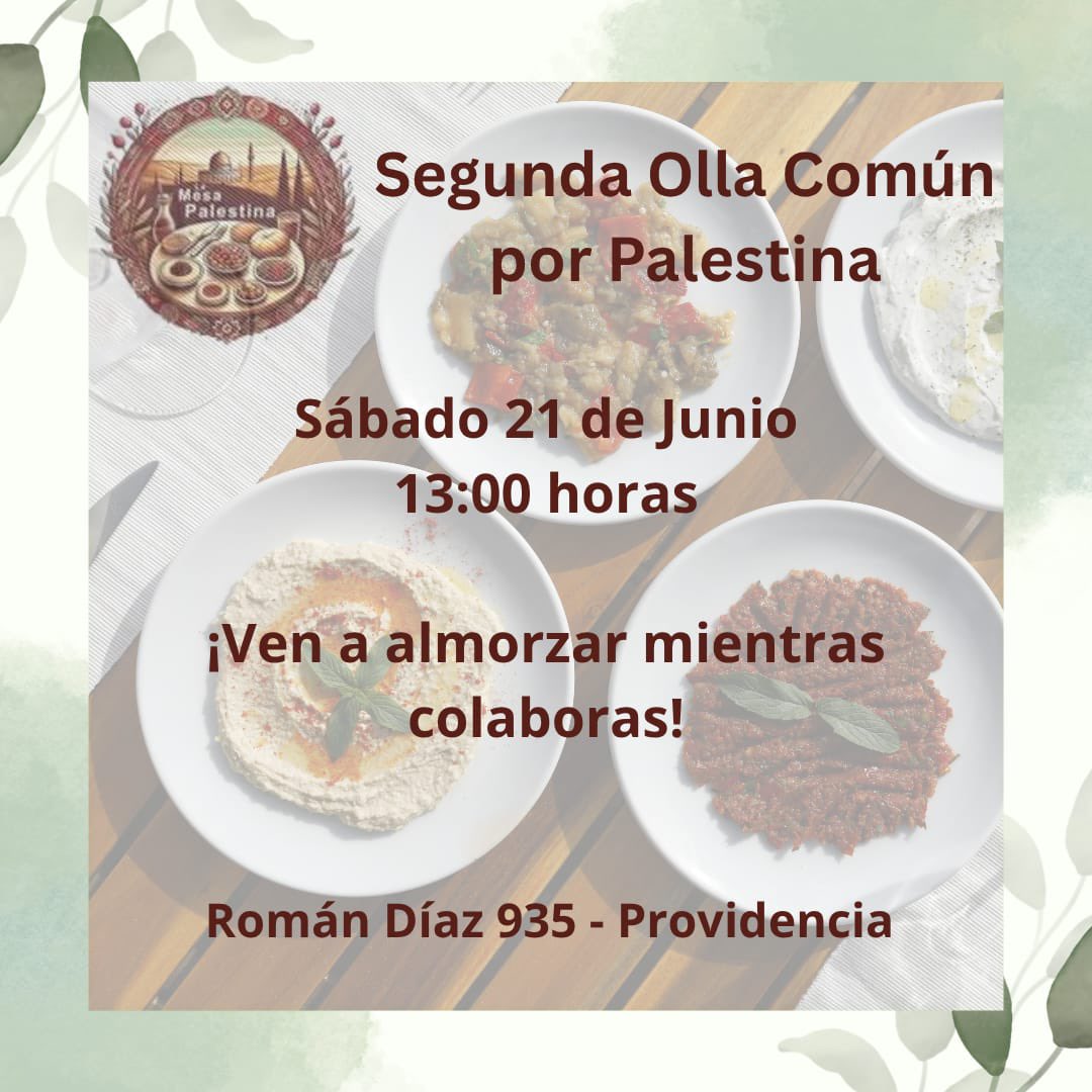 PaolaDragnic's tweet photo. 🆘 SABÍAS QUE YA HAN LLEGADO A CHILE ALGUNAS FAMILIAS PALESTINAS DESDE GAZA?

Requieren mucho apoyo!!

Esta es SEGUNDA OLLA COMÚN por Gaza

🍲  Almuerza este sábado 21 de junio FASULIA CON ARROZ ÁRABE.

Está vez, nos juntamos en el Colegio de Psicólogas y Psicólogas @colpsichile 

Tu aporte, es para Gaza.