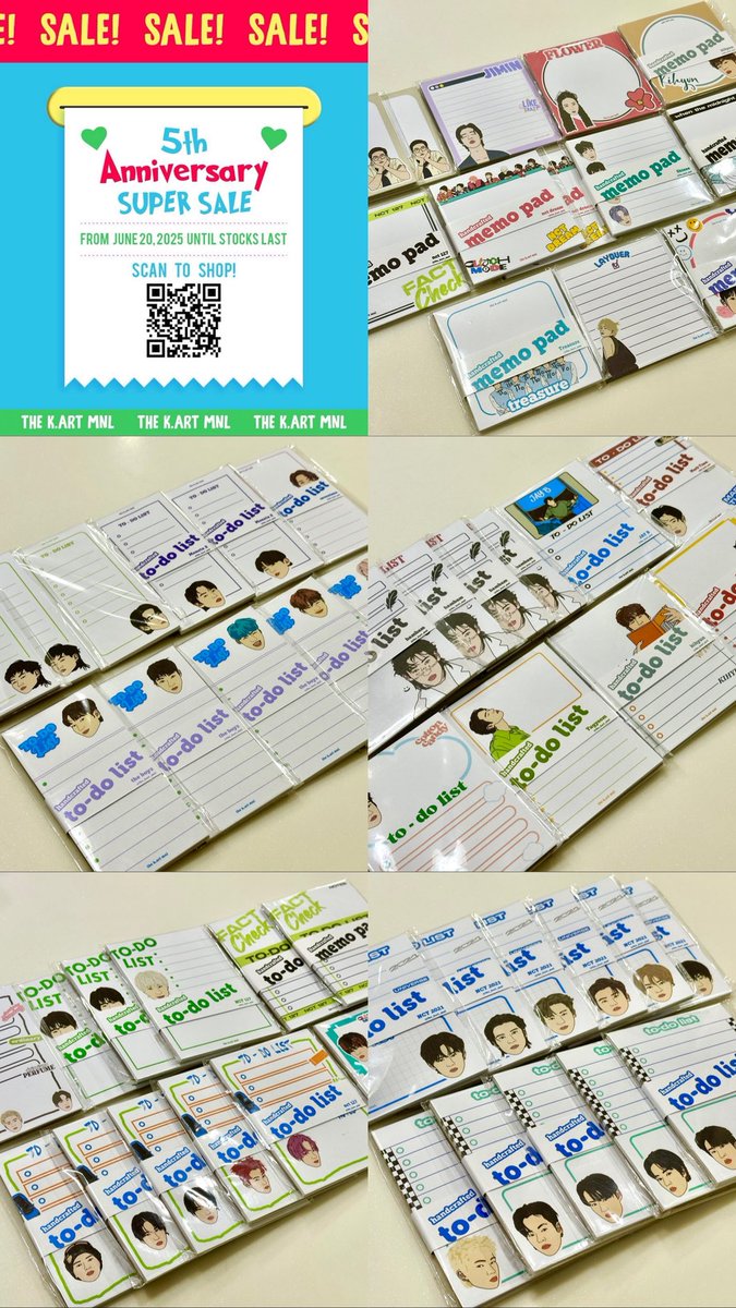 🛍️ ANNIVERSARY SUPER SALE 🛍️

✧ HANDCRAFTED NOTEPADS ✧
യ sale price: ₱20-₱25 each + lsf‼️
യ original price: ₱40-₱45 each
യ 🛒: forms.gle/JPqiEU8XUErVQn…

⨳ notepads kpop blackpink bts exo got7 nct treasure bts shinee monstax seventeen svt theboyz treasure yena