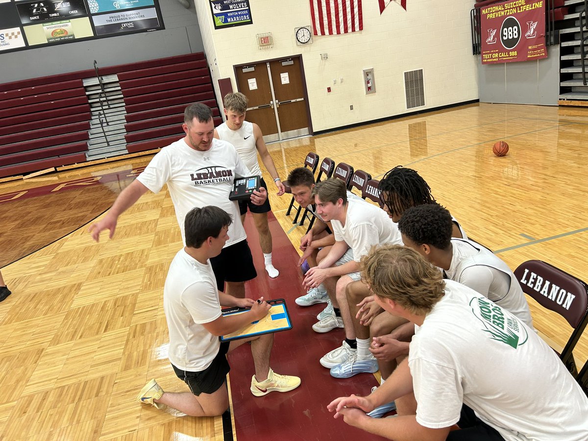 Coach Sako drawing up plays at time out of alumni game. <a href="/LebanonHSBball/">Lebanon Boys Basketball</a>