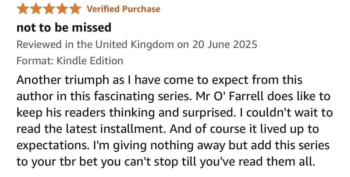S.P. O’Farrell (@spofarrell3) on Twitter photo Fantastic ⭐️⭐️⭐️⭐️⭐️ review for Simone LaFray and the Bishop of Mumbai. Thank you, <a href="/lifelovelily22/">lily lawson🌈</a> 🕵🏻♀️❤️
“Another triumph as I have come to expect from this author in this fascinating series.”
⭐️⭐️⭐️⭐️⭐️ #SimoneLaFrayMysteries
amazon.co.uk/Simone-LaFray-… Fantastic ⭐️⭐️⭐️⭐️⭐️ review for Simone LaFray and the Bishop of Mumbai. Thank you, <a href="/lifelovelily22/">lily lawson🌈</a> 🕵🏻♀️❤️
“Another triumph as I have come to expect from this author in this fascinating series.”
⭐️⭐️⭐️⭐️⭐️ #SimoneLaFrayMysteries
amazon.co.uk/Simone-LaFray-…
