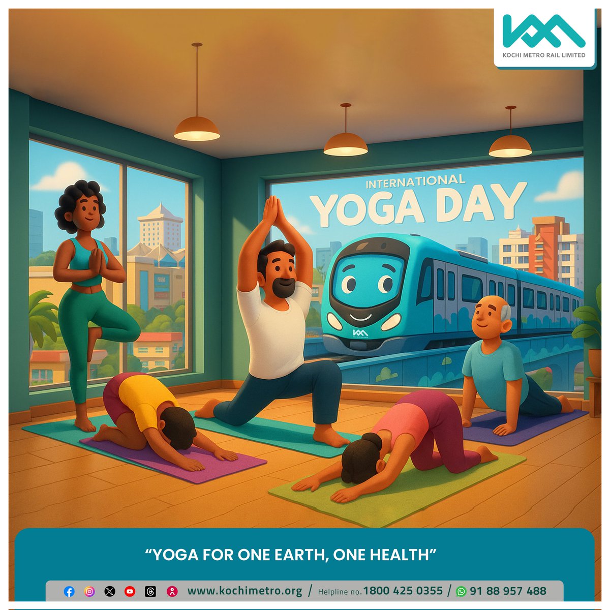 MetroRailKochi's tweet photo. Together, let’s cultivate one health and one earth through the power of yoga.
 Join us in this transformative journey towards holistic well-being! 
#YogaForChange #MindfulMovement #KochiMetro #kochimetro #metro #kochi 
#internationalyogaday https://t.co/pBb4tQisPd
