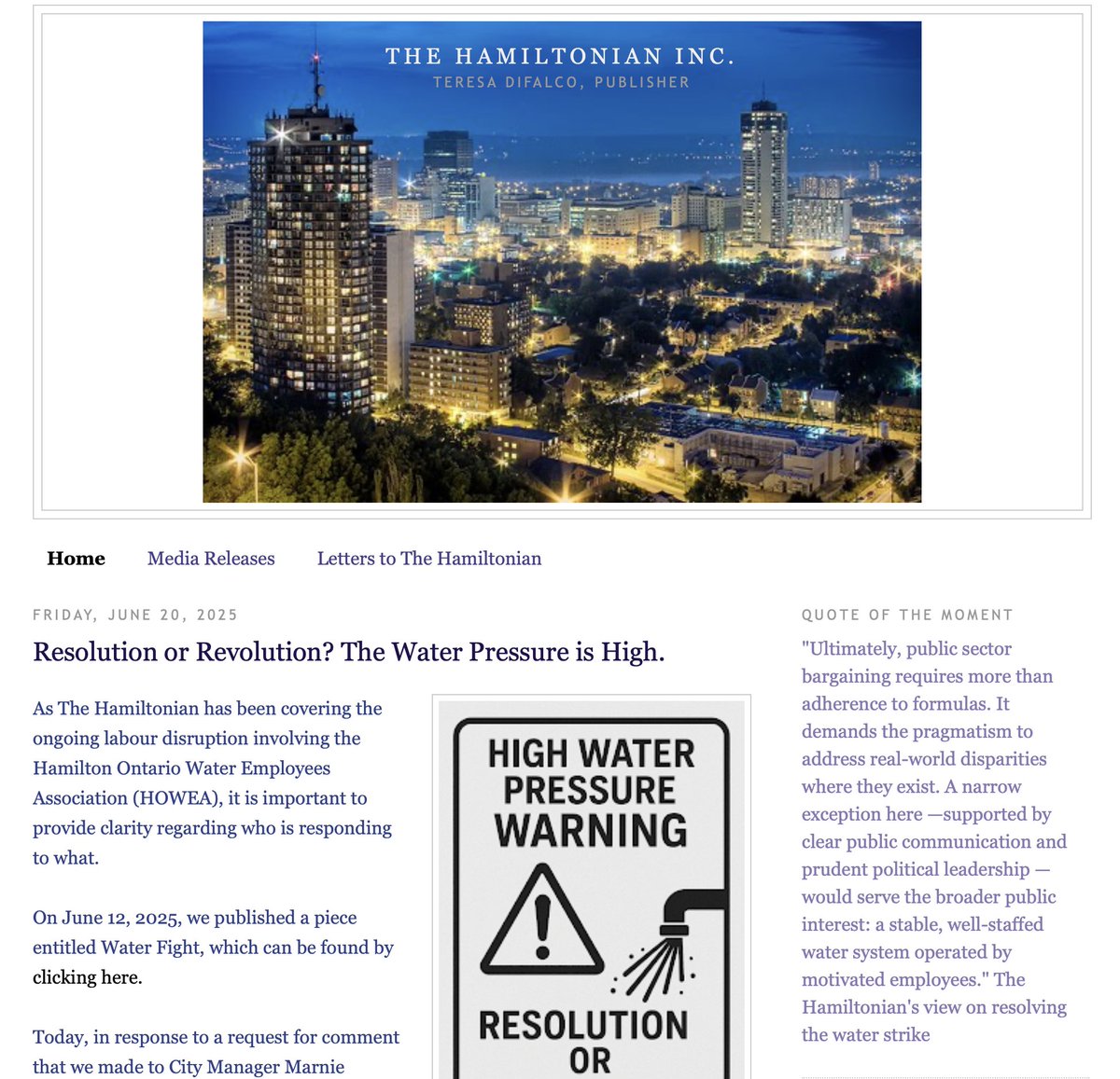 Hamiltonia40884's tweet image. High Water Pressure Warning- Resolution or Revolution? thehamiltonian.net/2025/06/resolu… #hamont 

#WaterWorks  
#WaterOperatorTraining  
#MunicipalWater  
#PublicWorks  
#WorkSafe  
#CallBeforeYouDig  
#GTAWater  
#TorontoWater  
#OntarioUtilities