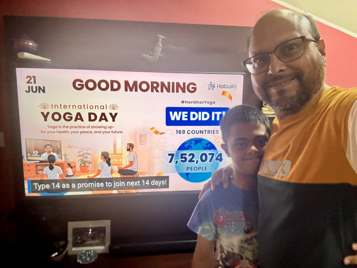 dsureshd's tweet image. Happy #InternationalYogaDay. While doing #Yoga always take positive affirmations “I am healthy, I am happy”. Thanks Saurav &amp;amp; team. #Habuild #HarGharYoga #India