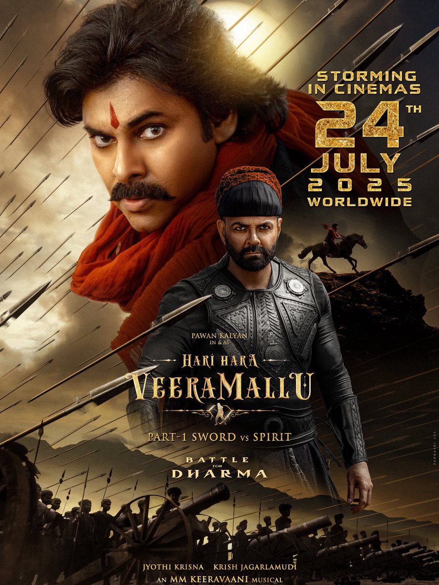 Note the date: 𝐉𝐮𝐥𝐲 𝟐𝟒, 𝟐𝟎𝟐𝟓 ⚔️🦅

#HariHaraVeeraMallu