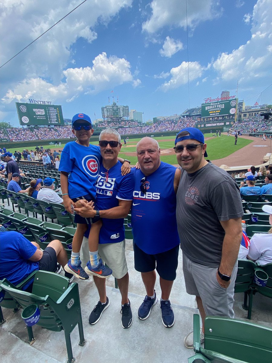 ImTheWingNut's tweet photo. The Kinder boys took on Wrigley Field this week for Cam’s first @Cubs game. Papa taught him how to keep score. #CoreMemory https://t.co/KPYF6WON2A