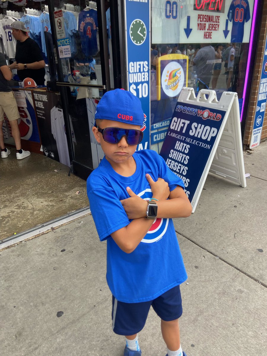 ImTheWingNut's tweet photo. The Kinder boys took on Wrigley Field this week for Cam’s first @Cubs game. Papa taught him how to keep score. #CoreMemory https://t.co/KPYF6WON2A