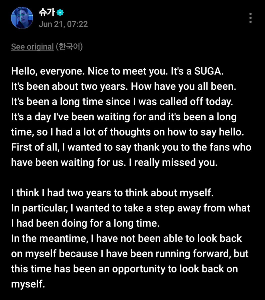 "Hello, everyone. Nice to meet you. It's SUGA" ITS SUGA!!!!! ITS MY YOONGI!!! MY YOONGI IS HOME!!!!!! MY YOONGI IS BACK!!!!! IM SOBBMING IM CRYING IM SCVRJSKDNDNDKKDND