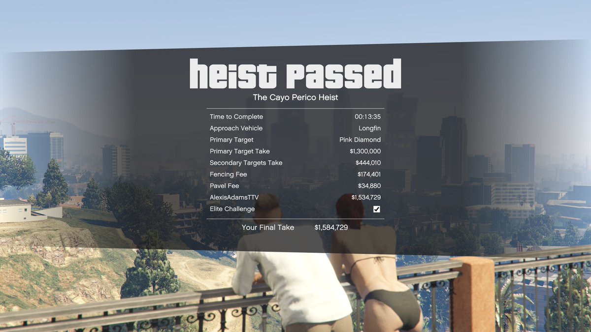 GrandTheftAdams's tweet photo. Back-to-back Cayo Perico wins 💼💰 Pink Diamond + Elite finish = $1.5M+ solo take 😤🔥
From beachside briefings to sky-high views—nobody does it like Alexis.
#GTAOnline #CayoPericoHeist #EliteChallenge #GTAV #RockstarGames #HeistQueen #GamerLife #SoloHeist #LongfinRun #BossMoves https://t.co/yfJnU3Ljet