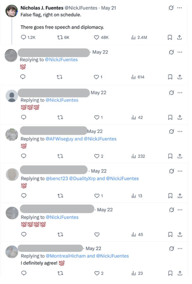 Right?! I’ve literally caught them in the act. Bot farms are actually extremely easy to spot. If these people were so confident in their research, why block out the names?