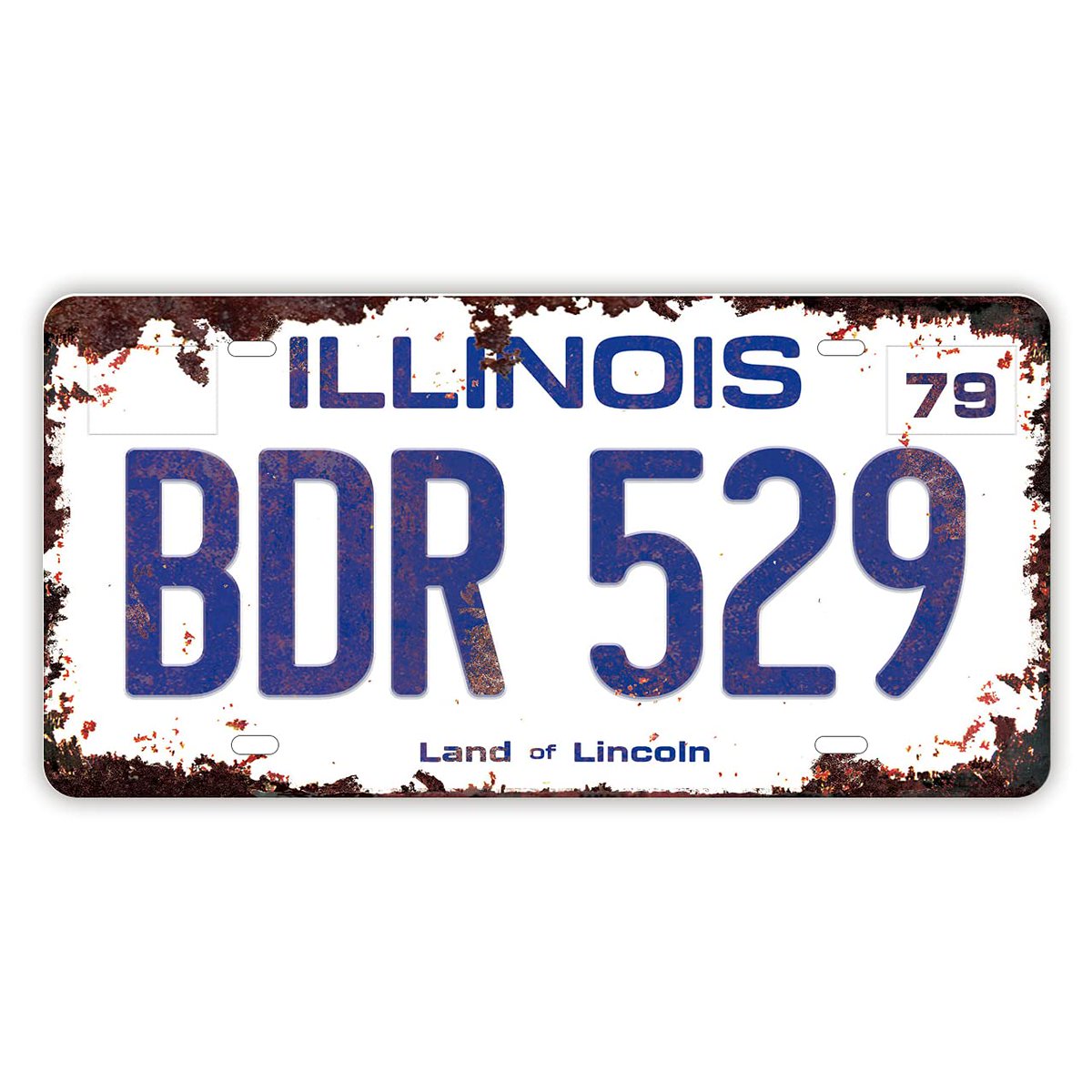 The license plate for The Original Blues Brothers Bluesmobile BDR  529 1974 Dodge Monaco Ex Police Sedan.