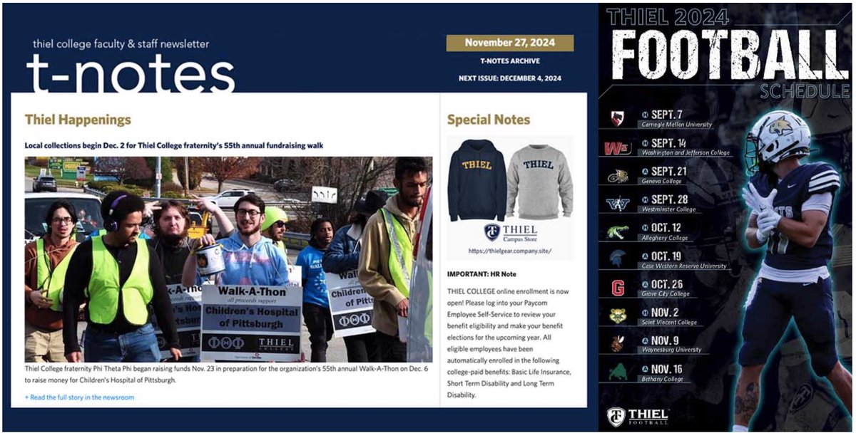 Thiel College receives national recognition for communications and marketing excellence.

Read the full story in our Newsroom. bit.ly/4n5BBYz