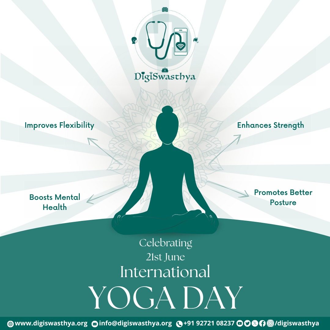DigiSwasthya Foundation (@digiswasthya) on Twitter photo Celebrating International Yoga Day with DigiSwasthya Foundation ✨🧘♂️
On this 21st June, we honor the ancient practice of Yoga — a timeless gift from India to the world that nurtures the mind, body, and soul.
#InternationalYogaDay #YogaForWellness #DigiSwasthya #YogaForAll Celebrating International Yoga Day with DigiSwasthya Foundation ✨🧘♂️
On this 21st June, we honor the ancient practice of Yoga — a timeless gift from India to the world that nurtures the mind, body, and soul.
#InternationalYogaDay #YogaForWellness #DigiSwasthya #YogaForAll