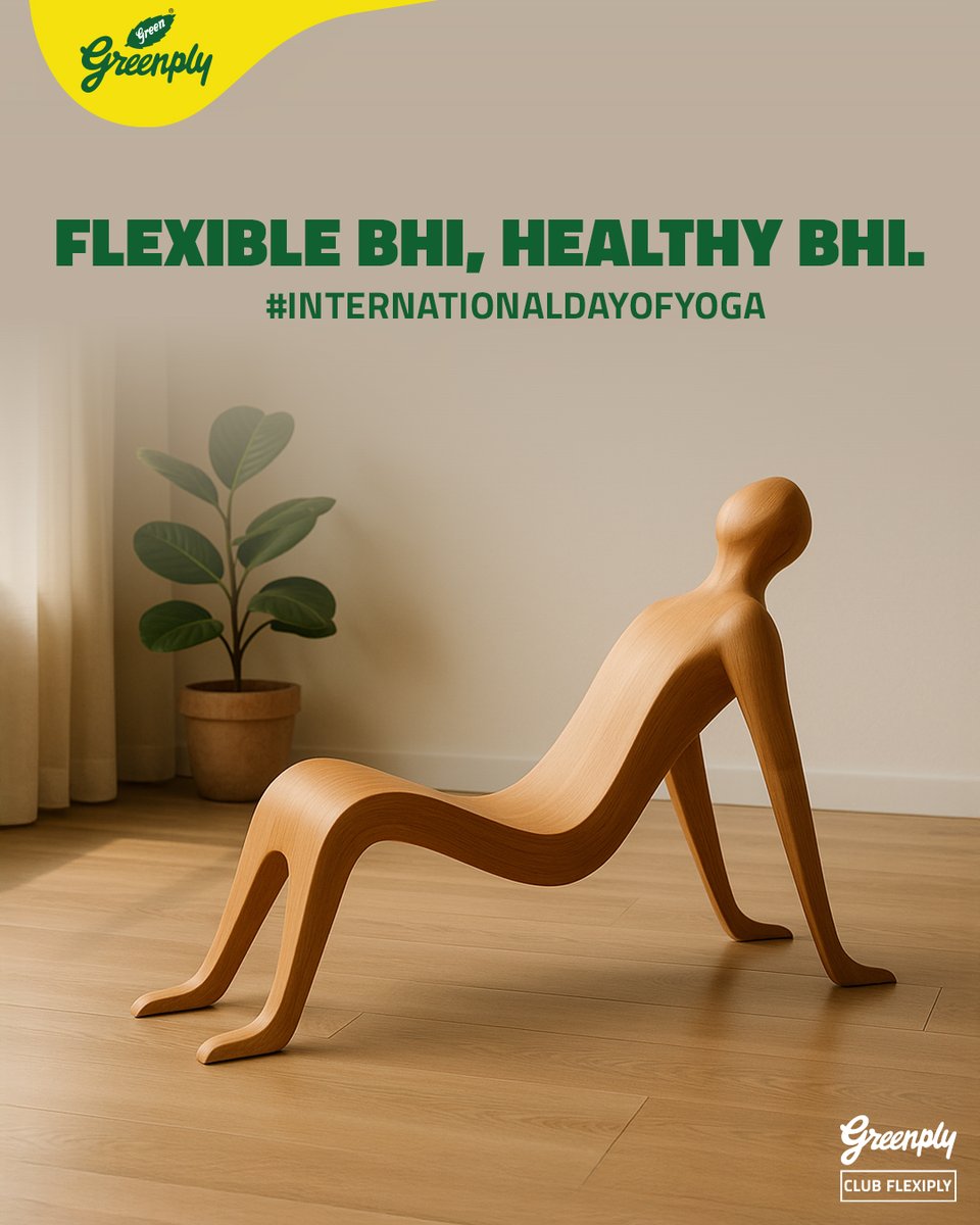 Yoga is a reminder to find strength in stillness, balance in chaos, and grace in every movement. 🧘🏻‍♀✨
Today, we celebrate the harmony of body, mind, soul and the spaces that support our well-being.

Stay flexible. Stay healthy. Just like Greenply Club Flexiply.

Wishing you
