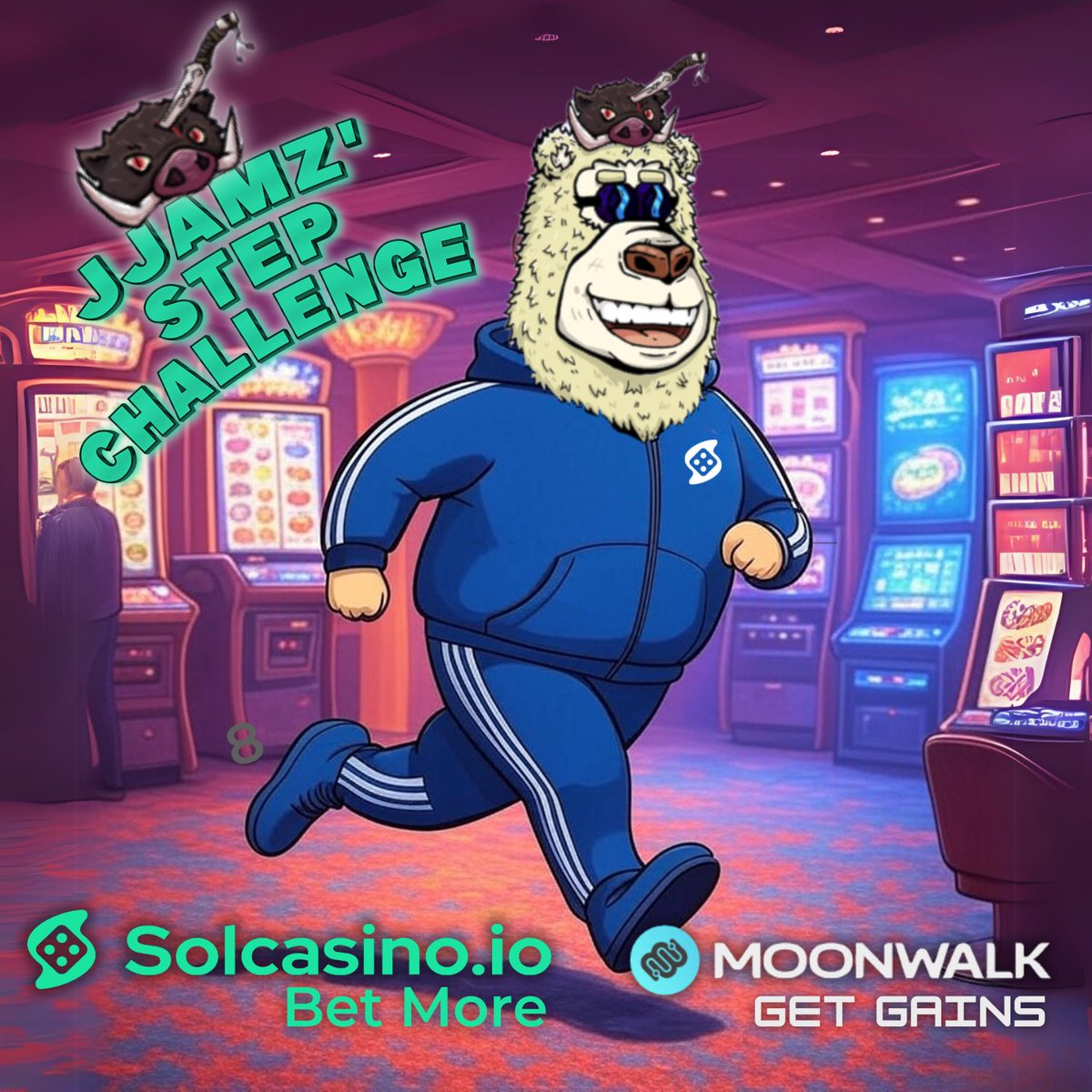 xXKaptainKillXx's tweet image. It time to get ready for the 11th Week of JJamz’ Step Challenge!
This week is 7,777 steps a day for 7 days! This week’s wager is 0.01 SOL.
This week we celebrate @Solcasinoio 🔥burning🔥 2.6B $SCS tokens, the entire remaining supply left after NFT staking, making $SCS truly…