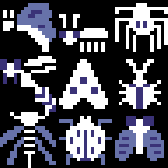 Prática pixel art 20/06:

Tema foi "insetos".
Tenho uma relação estranha sobre insetos. Gosto de como eles são e de suas formas, mas só por imagens. Se eu ver uma barata na minha frente eu corro. De medo, ou pra pegar gasolina e tacar fogo no local.

#pixelart #aseprite