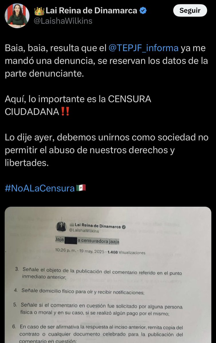 ¿Que tanto falta para la dictadura? 

Nada ya estamos en ella. 

Ahora le tocó a <a href="/LaishaWilkins/">👑Lai Reina de Dinamarca</a> .