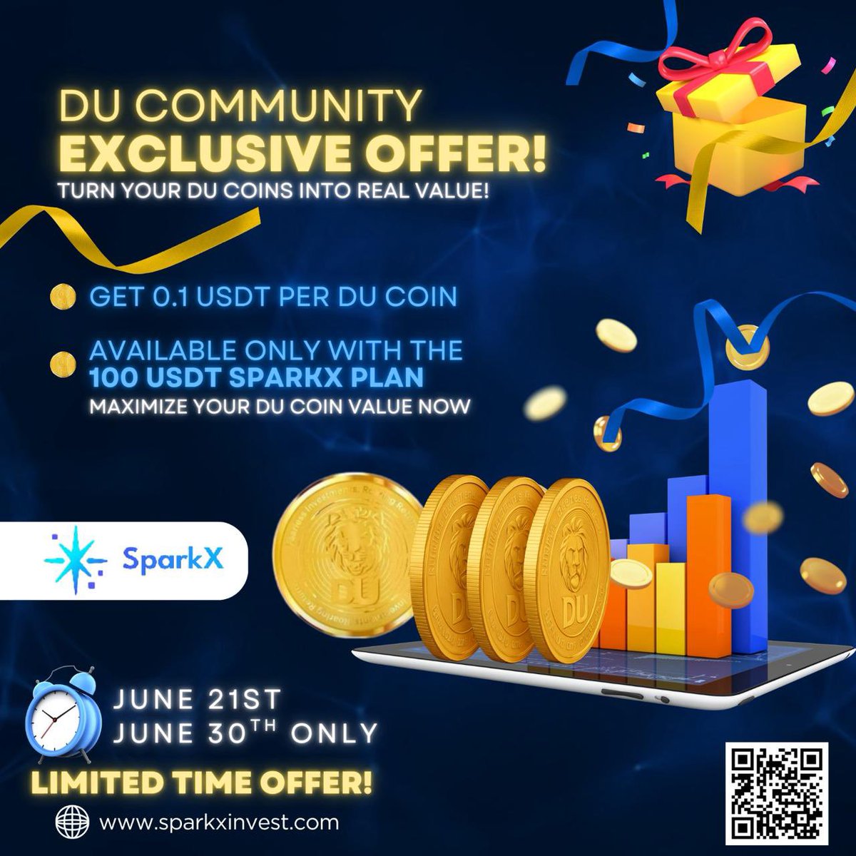 DuCoinnetwork's tweet image. Du Community Exclusive Offer! 🔥
📅 June 21st – June 30th ONLY
💸 Turn Your Du Coins into Real Value!
✅ Get 0.1 USDT per Du Coin
✅ Available ONLY with the 100 USDT SparkX Plan
⏳ Limited Time – Don’t Miss Out!
🚀 Maximize Your Du Coin Value Now
#Ducoin #SparkX #LimitedOffer
