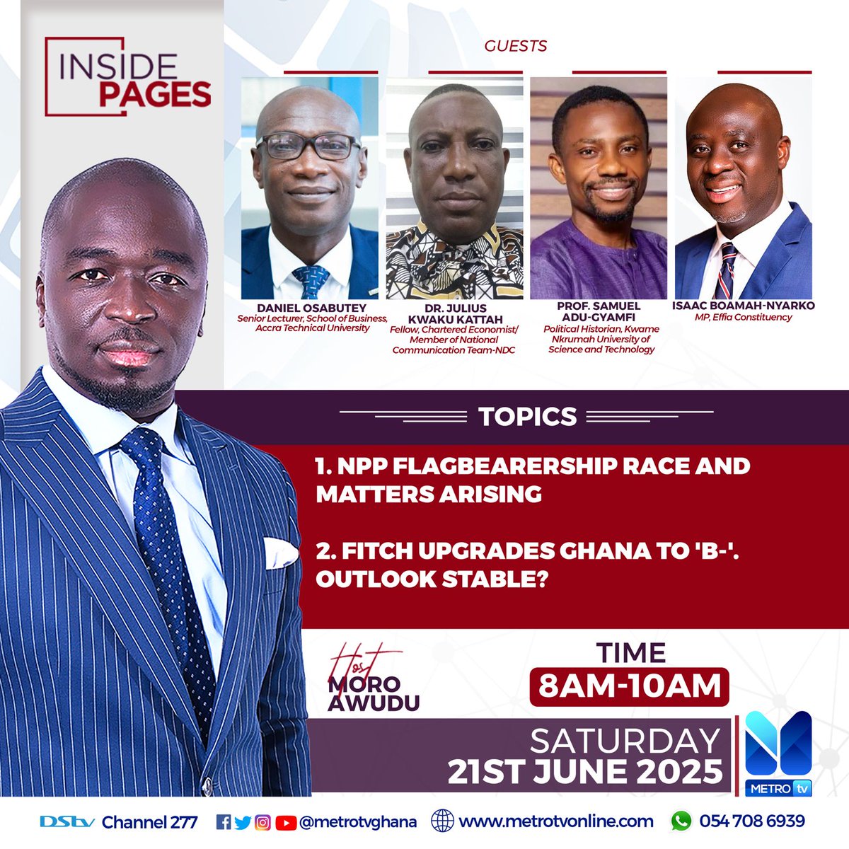 metrotvgh's tweet photo. What's next for Ghana's political and economic landscape? Find out on "Inside Pages" this morning, 8 AM on Metro TV

#MetroTV #InsidePages https://t.co/FzPTY7LR1V