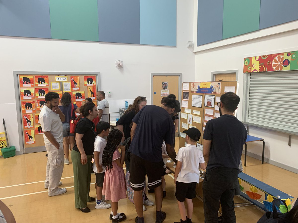 Our summer Art Exhibition- showcasing Africa Art by our creative EYFS children and Anthony Gormley inspired clay models by Year 1.