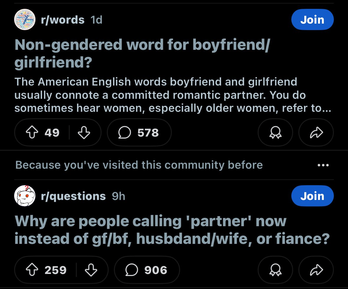 FizzyAlPro's tweet image. coincidence on my feed

I personally prefer ‘partner’ when talking about someone I’m in a romantic relationship with,
it feels more open than bf or gf 
I don’t like gendered terms in general tho so that probably has some influence on my preference