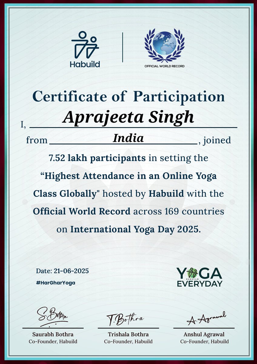 app_apra's tweet photo. Yoga is more of awareness in everything you do and all the actions you take. I am experiencing it in a 21 day free yoga series by @bothras_ at HaBuild. Glad to be a part of a community and HaBuild's World Record 2025.
#InternationalYogaDay #अंतरराष्ट्रीययोगदिवस #habuild https://t.co/SV1iLfwsjJ