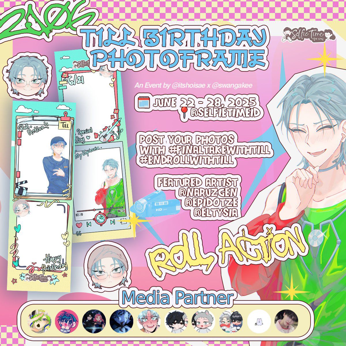 bnandhito's tweet photo. Till, Roll, Action! π¬π₯
#ALNST #AlienStage #Till Birthday Photoframe Event by @itshoisae x @swangakee
ποΈ June 22 - 28, 2025
π @selfietimeid
Strike your action, pose with Till, be with us Till the End! π«
#FinalTakewithTill #EndRollwithTill https://t.co/eBFjkLWgKv