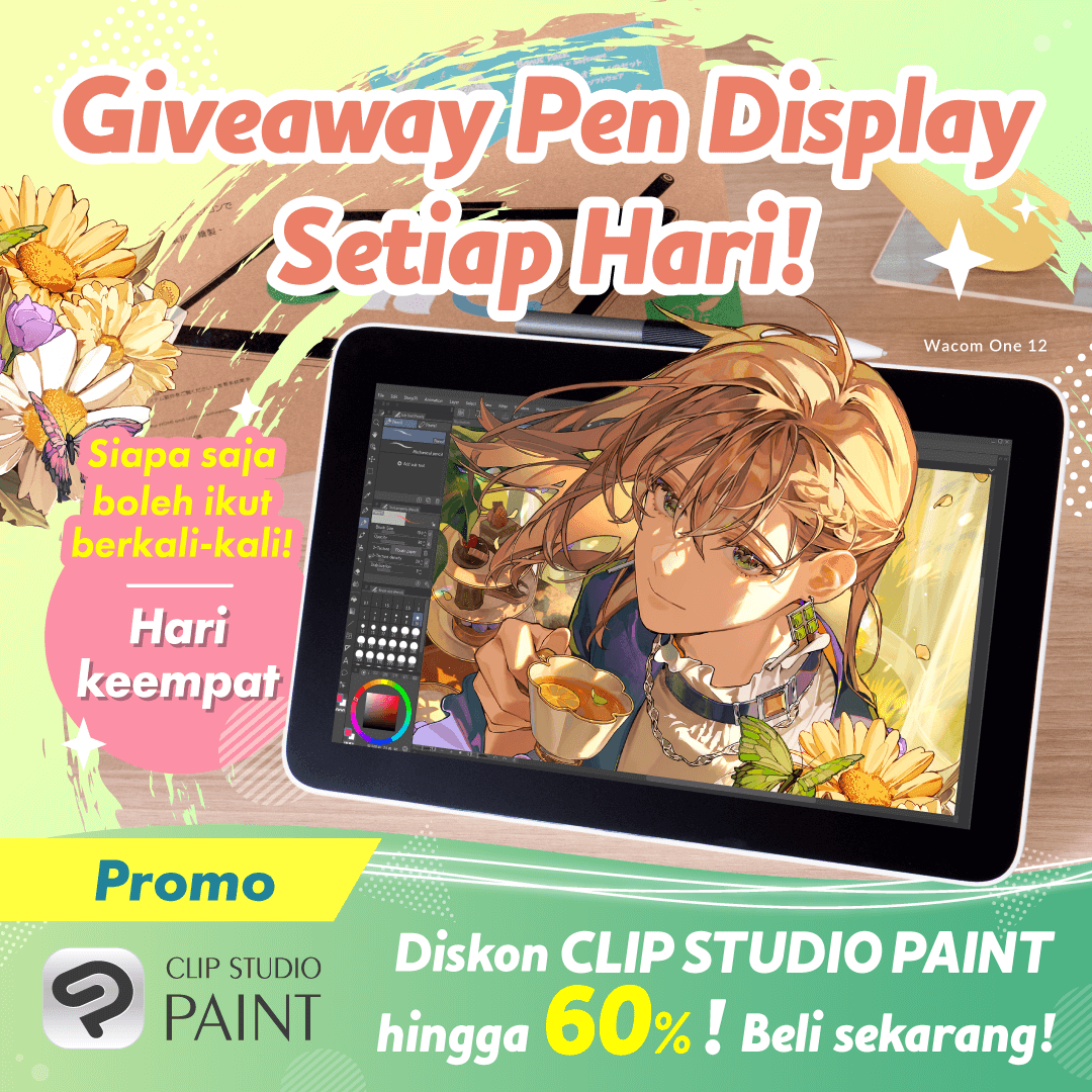 Giveaway Pen Display Hari Ke-4!✨

Akan ada 1 pemenang yang dipilih secara acak setiap harinya.
Cukup follow &amp; repost postingan ini untuk ikut serta.

Ikuti di platform lainnya juga!
Hingga 24 Juni, 15.00 WIB.

Info selengkapnya:
clipstudio.net/promotion/give…